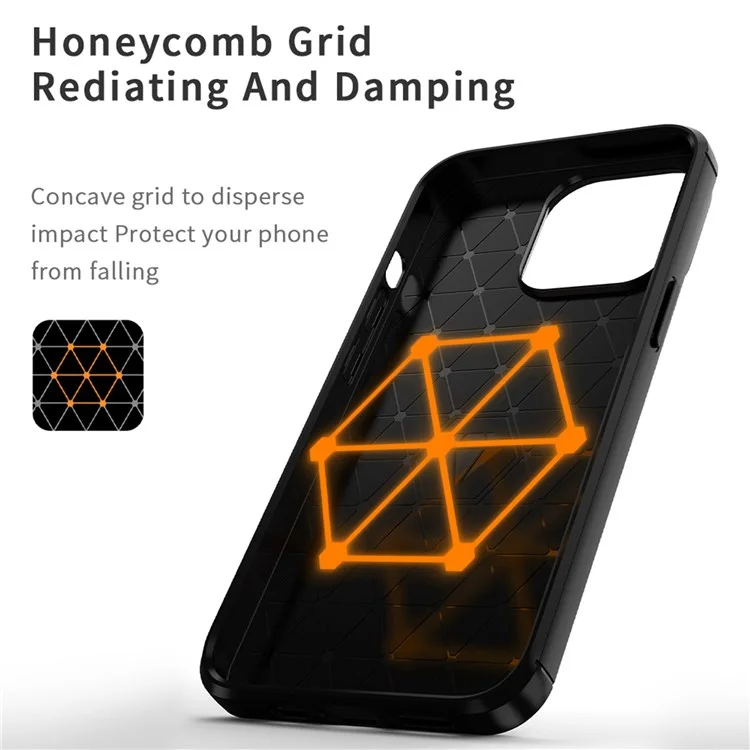 MOFI Pour iPhone 13 Pro Max 6,7 pouces Texture en fibre de carbone Anti-empreintes TPU Case Brushed Phone Cover - Noir