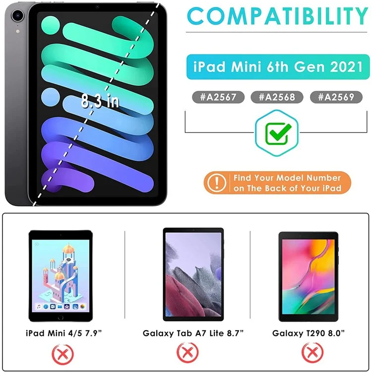 Well-Protected Shockproof Case for iPad mini (2024) / mini (2021) Litchi Texture PU Leather Folio Flip Cover Folding Stand Tablet Case - Black