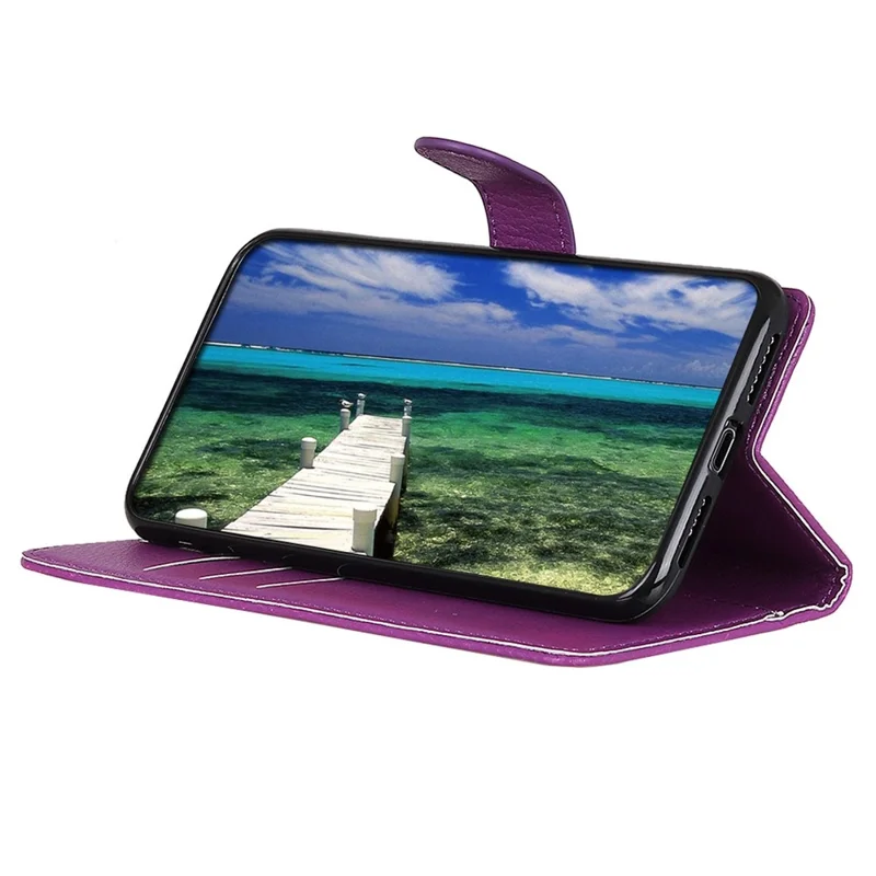 Pour IPhone 14 Pro Max 6,7 Pouces Litchi Texture Anti-Fall Protection PU Couver Couverture Portefeuille Magnétique Case De Téléphone Portable - Violet