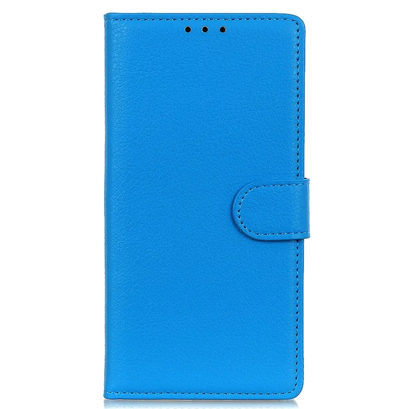 For iPhone 14 6.1 inch Smooth Litchi Texture PU Leather Cover Stand Magnetic Protective Shock-Absorbing Wallet Case - Blue