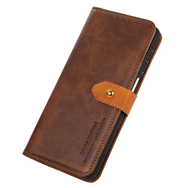 Khazneh Para IPhone 14 Max 6.7 Pulgadas Protector De Teléfono Plegable Flip De Cuero Dual Flip Willet Case Con Hebilla - Marrón