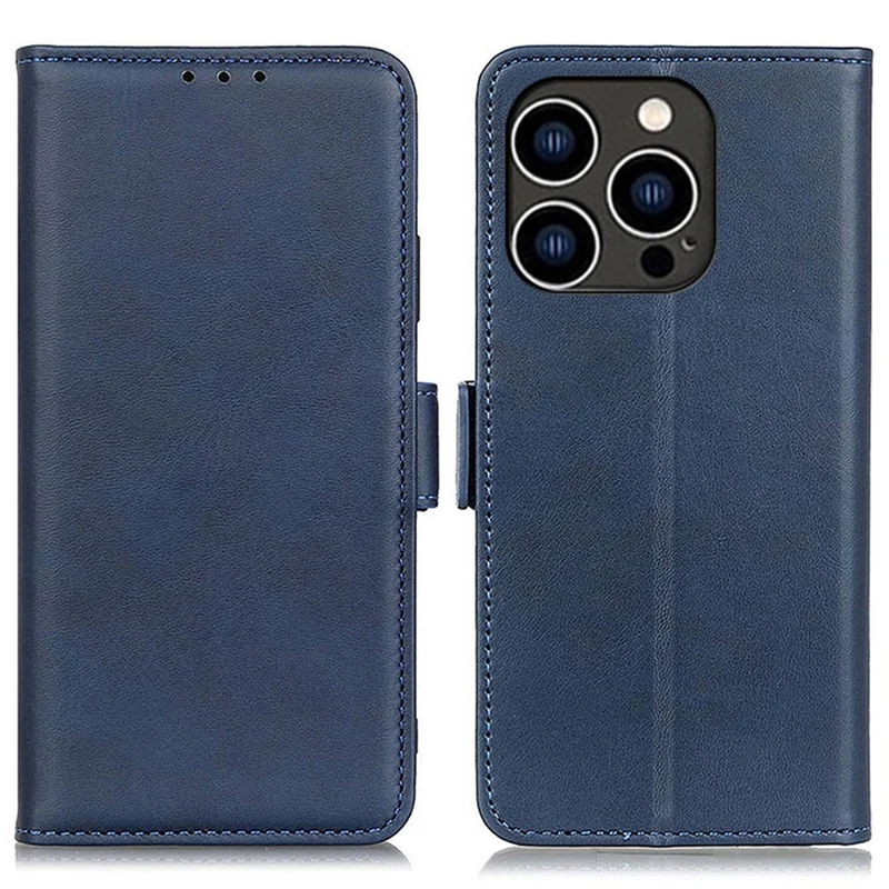 Futerał z fakturalnej skóry PU z funkcją portfela i podstawki na iPhone 14 Pro 6,1 cala - Niebieski