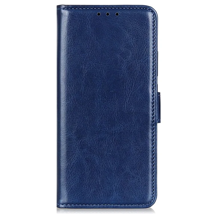 Para IPhone 14 6.1 Pulgadas De Textura De Caballo De Caballo De La Tapa Del Teléfono De La Cubierta A Prueba De Choque PU Cuero Billetera Protectora Magnética Con Ranuras Para Tarjetas- Azul
