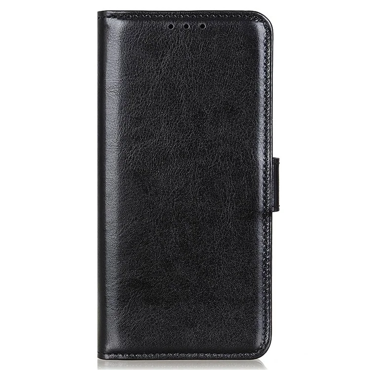 Pour IPhone 14 Max 6,7 Pouces Crazy Horse Téléphone Téléphone Couvre De Support D'amortisseur PU PAUTELLE PURTLET - Le Noir