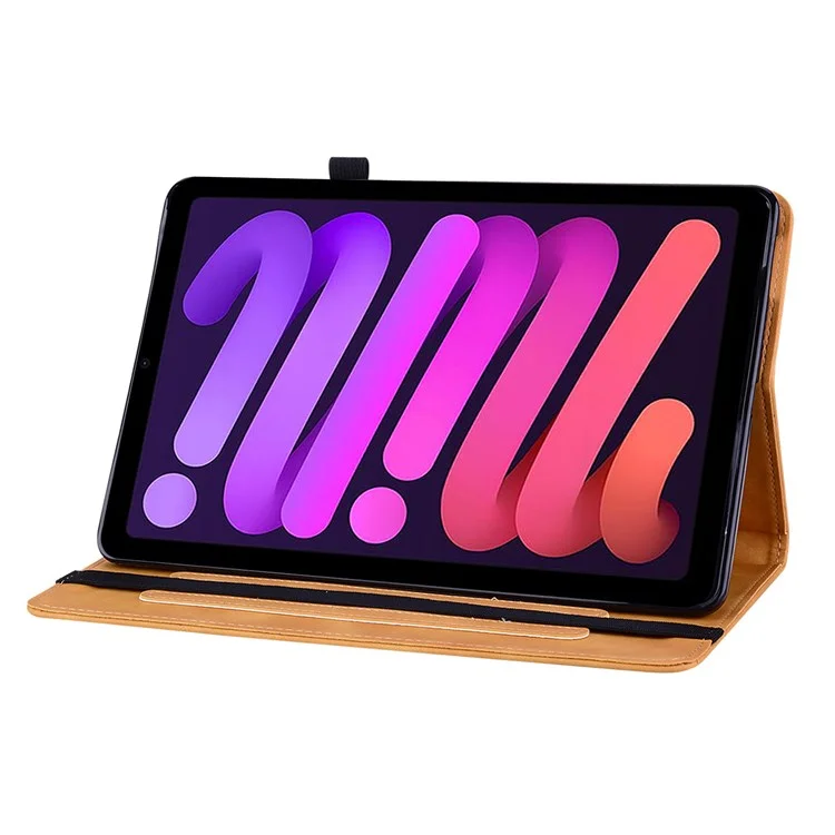 For iPad mini (2024) / mini (2021) Anti-Drop Solid Color Tablet Case with Zipper Pocket Shockproof PU Leather Tablet Protective Cover Wallet Stand - Yellow