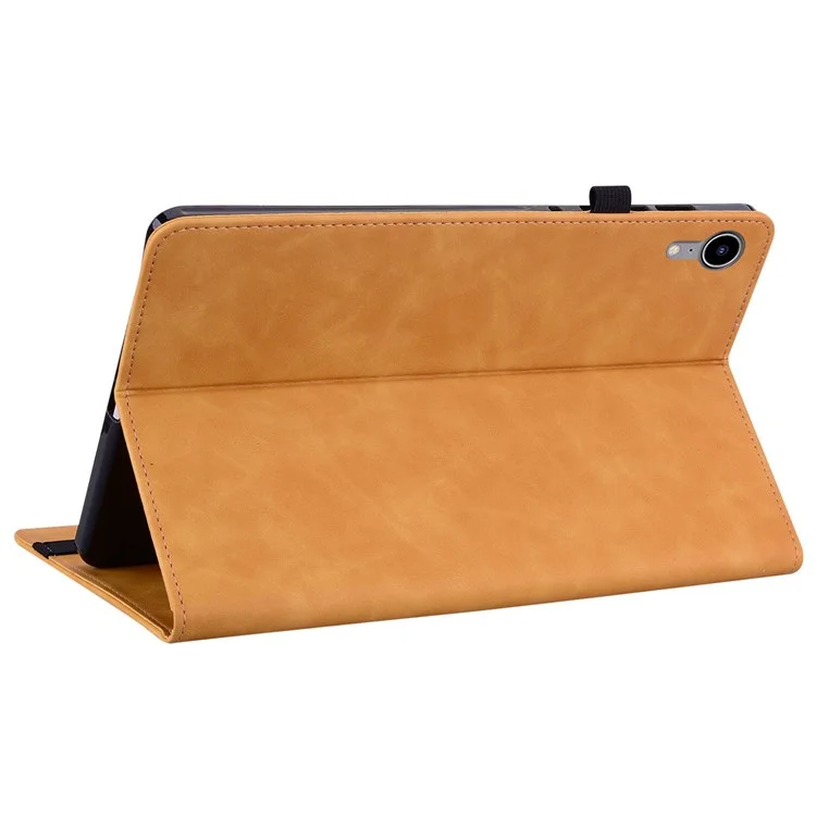 For iPad mini (2024) / mini (2021) Anti-Drop Solid Color Tablet Case with Zipper Pocket Shockproof PU Leather Tablet Protective Cover Wallet Stand - Yellow
