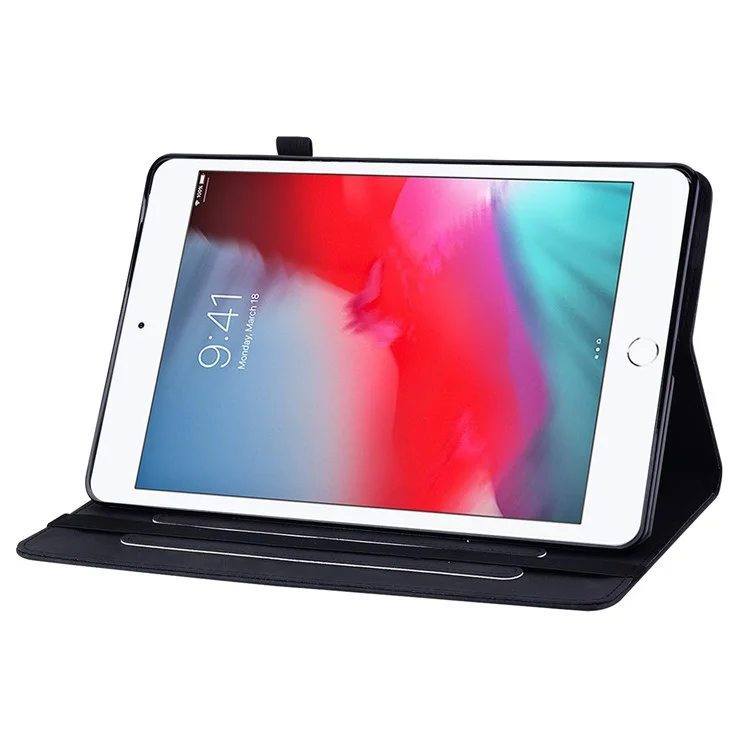 Pour iPad mini (2019) 7.9 pouces / iPad mini 4 / iPad mini 3 / iPad mini 2 / iPad mini Etui pour tablette de couleur unie avec poche zippée Housse de protection complète en cuir PU antichoc Support de portefeuille - Noir
