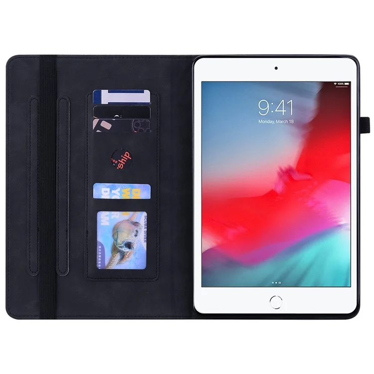 Pour iPad mini (2019) 7.9 pouces / iPad mini 4 / iPad mini 3 / iPad mini 2 / iPad mini Etui pour tablette de couleur unie avec poche zippée Housse de protection complète en cuir PU antichoc Support de portefeuille - Noir