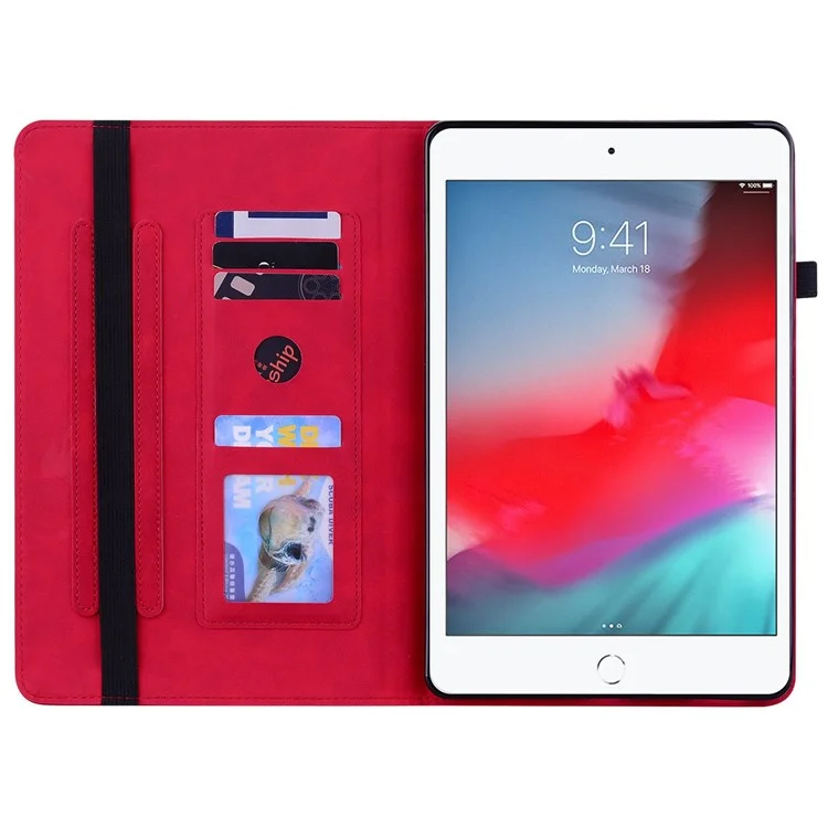 Per iPad mini (2019) 7.9 pollici / iPad mini 4 / iPad mini 3 / iPad mini 2 / iPad mini Custodia per tablet a colore solido con tasca con cerniera Copertura completa Custodia per tablet antiurto in pelle PU con supporto a portafoglio - Rosso