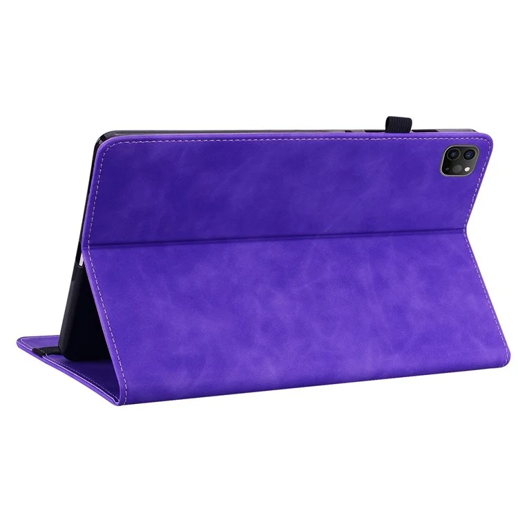 Für iPad Pro 12.9 (2020) / (2021) / (2022) Solid Color Tablet Case mit Reißverschlusstasche, stoßfest, PU-Leder, Tablet-Schutzhülle, Wallet-Design, Ständer, verstärkte Abdeckung - Lila