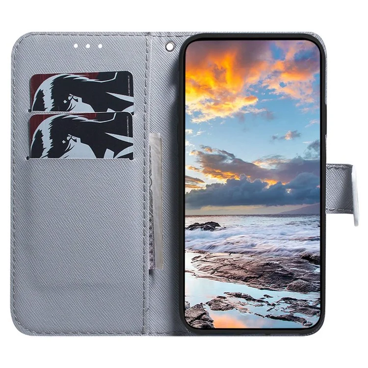 Wallet Stand Phone Cover für iPhone 14 Pro 6.1 Zoll, PU-Leder Muster Bedruckt Stoßfeste Hülle - Tiger Kopf