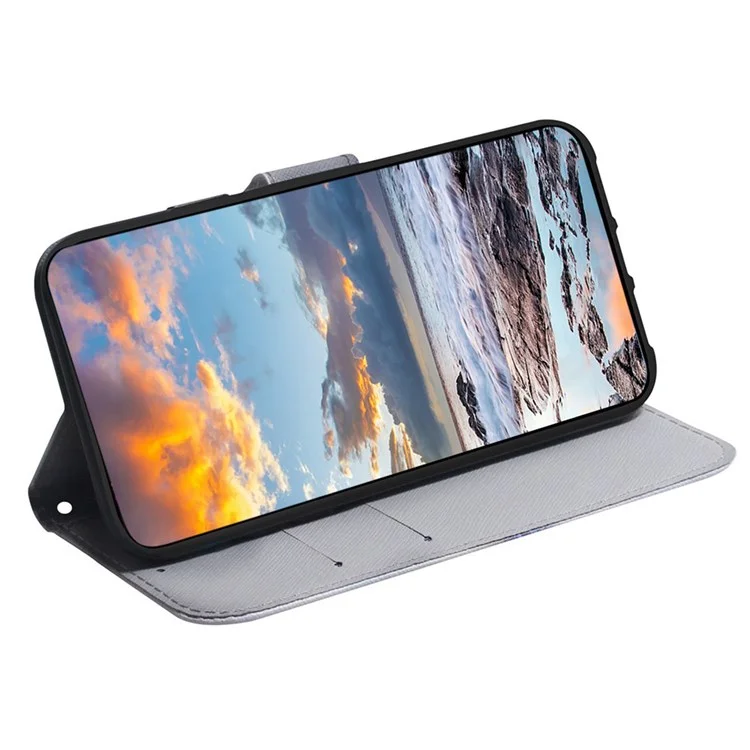 Wallet Stand Phone Cover für iPhone 14 Pro 6.1 Zoll, PU-Leder Muster Bedruckt Stoßfeste Hülle - Tiger Kopf