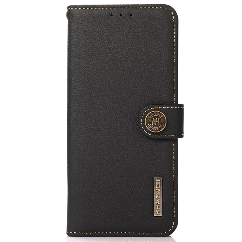Khazneh Para Iphone 14 Pro 6.1 Pulgadas RFID de Cuero Genuino Bloqueo Flip Magneta Magnética Case de Billetera Folio Folio Folio Book Cover - Negro