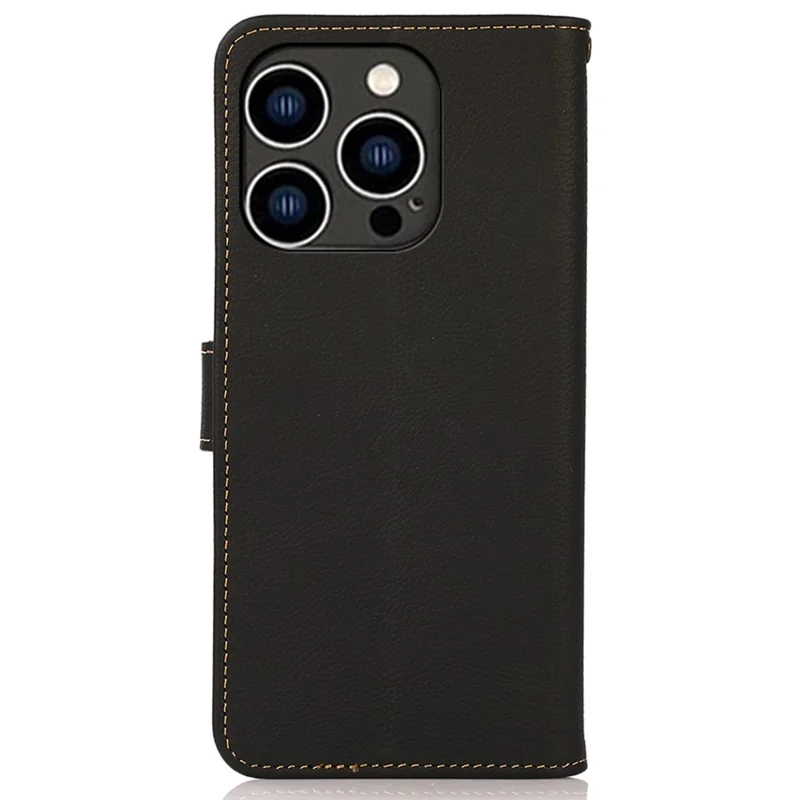 Khazneh Para Iphone 14 Pro 6.1 Pulgadas RFID de Cuero Genuino Bloqueo Flip Magneta Magnética Case de Billetera Folio Folio Folio Book Cover - Negro