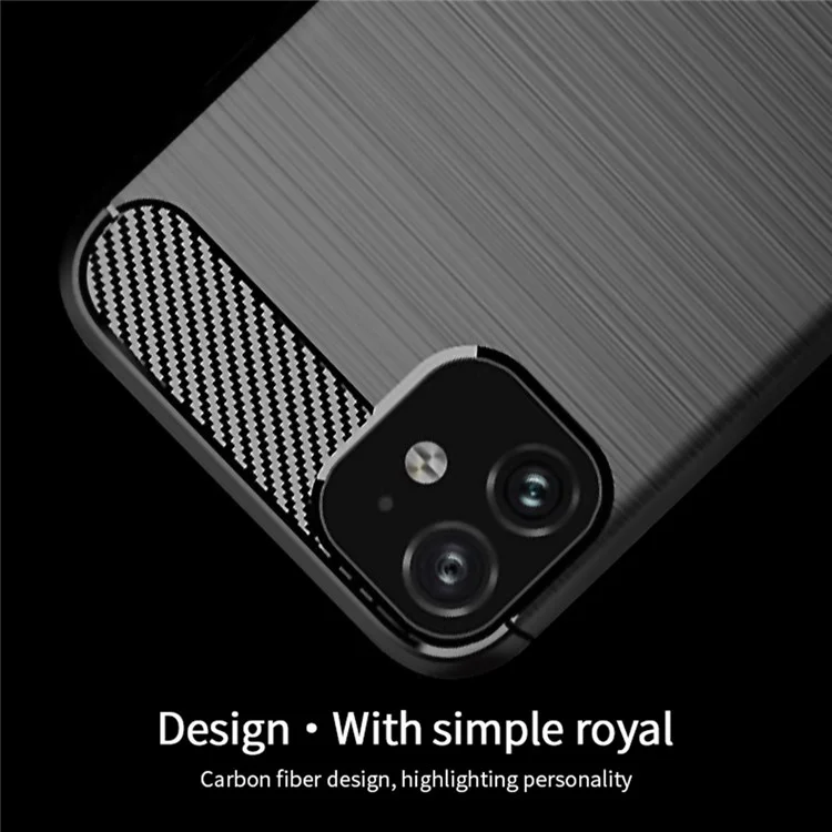 MOFI For iPhone 11 6.1 inch Carbon Fiber Texture Slim Phone Case Brushed Surface Soft TPU Back Cover - Black