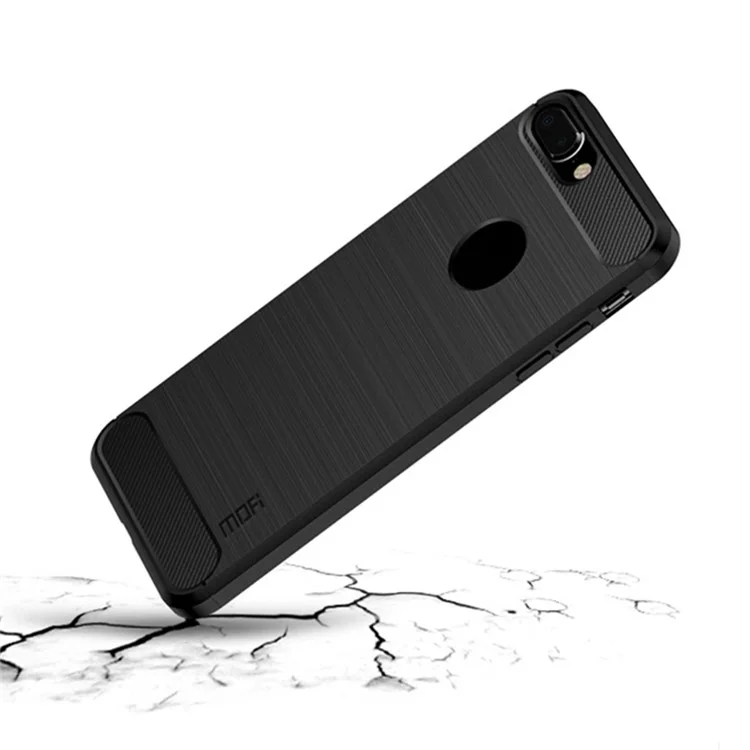 MOFI Para iPhone 7 Plus 5.5 pulgadas/8 Plus 5.5 pulgadas Funda de Teléfono Móvil con Textura de Fibra de Carbono Cepillada de TPU Resistente a Arañazos - Rojo