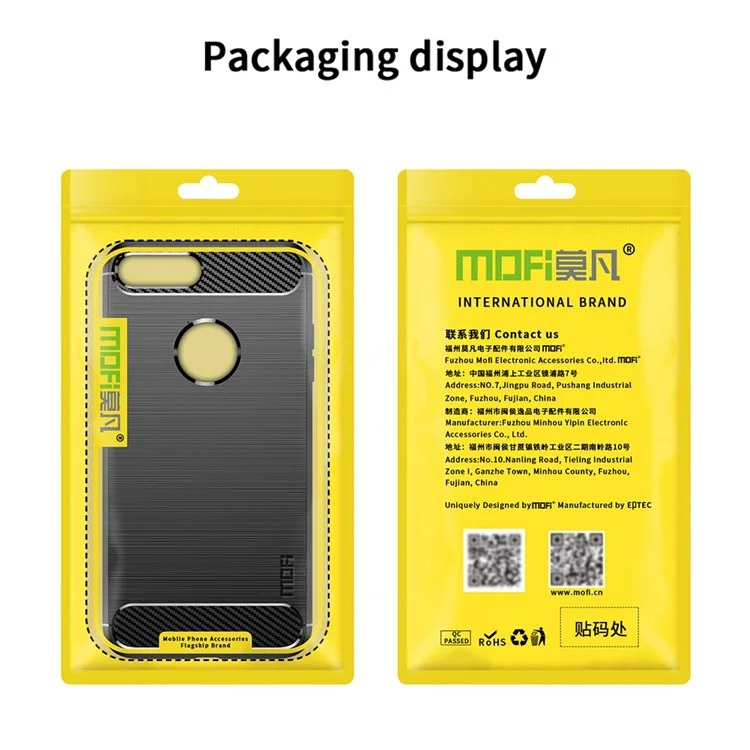 MOFI Para iPhone 7 Plus 5.5 pulgadas/8 Plus 5.5 pulgadas Funda de Teléfono Móvil con Textura de Fibra de Carbono Cepillada de TPU Resistente a Arañazos - Rojo