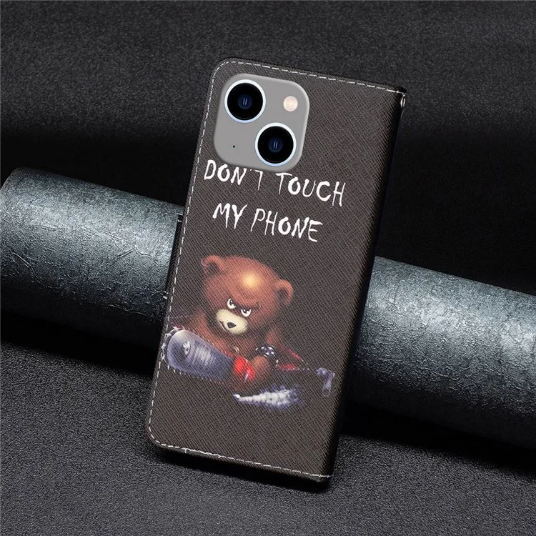 BF Muster Druckleder Leder Serie-1 Für Iphone 14 Max 6,7 Zoll Anti-drogen-telefonabdeckung Viewing Stand PU Leder TPU Folio Flip Wallet Wallet Hülle - Bär