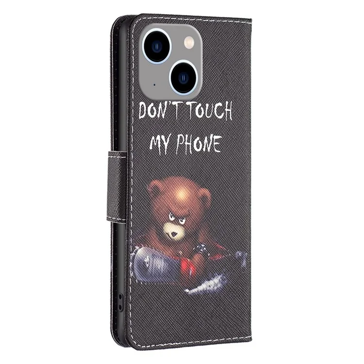 BF Muster Druckleder Leder Serie-1 Für Iphone 14 Max 6,7 Zoll Anti-drogen-telefonabdeckung Viewing Stand PU Leder TPU Folio Flip Wallet Wallet Hülle - Bär