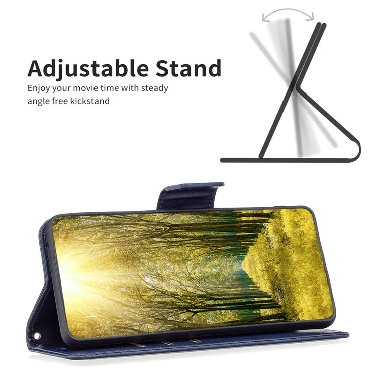 For iPhone 14 Case Smooth Leather Wallet Stand Mobile Phone Cover with Strap - Blue
