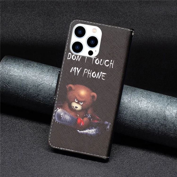 BF Pattern Printing Leather Series-1 Para Iphone 14 Pro 6.1 Pulgadas Anti-drop Cover Visioning Stand Sprok Scratch PU Leather TPU Folio Flip Willet Case de Protección - Llevar