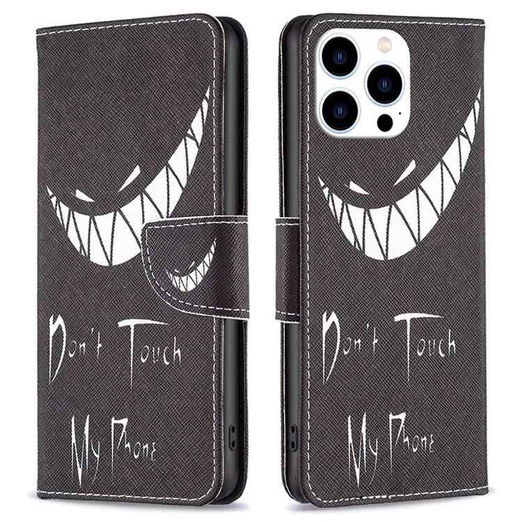 BF Pattern Printing Leather Series-1 Para Iphone 14 Pro 6.1 Pulgadas Anti-drop Cover Visioning Stand Sprok Scratch PU Leather TPU Folio Flip Willet Case de Protección - no Toques mi Teléfono