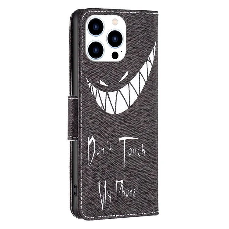 BF Pattern Printing Leather Series-1 Para Iphone 14 Pro 6.1 Pulgadas Anti-drop Cover Visioning Stand Sprok Scratch PU Leather TPU Folio Flip Willet Case de Protección - no Toques mi Teléfono
