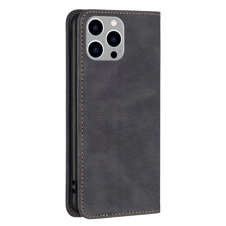 Binfen Color BF Leather Série-5 Caixa de Telefone Para Iphone 14 Pro Max 6,7 Polegadas, Caixa de Bloqueio de Couro RFID - Preto