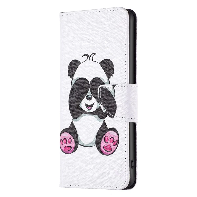 For iPhone 14 Pro Max Leather Case Pattern Printing Wallet Stand Flip Mobile Cover - Panda