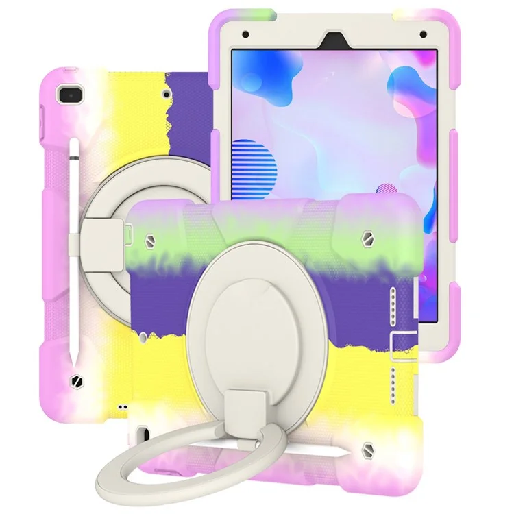 For iPad 10.2 (2021)/(2019)/(2020) Shockproof Case Anti-fall Colorful Tablet Cover Scratch Resistant Portable Protective Case with Kickstand/Pencil Holder - Colorful Purple