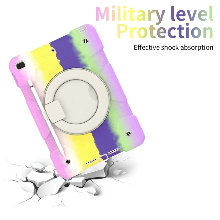 For iPad 10.2 (2021)/(2019)/(2020) Shockproof Case Anti-fall Colorful Tablet Cover Scratch Resistant Portable Protective Case with Kickstand/Pencil Holder - Colorful Purple