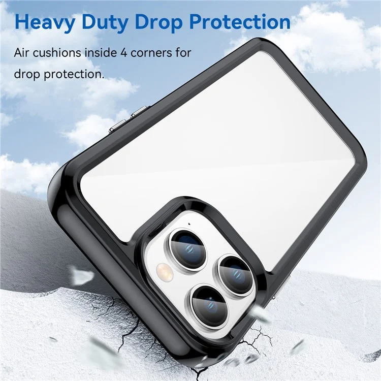 For iPhone 14 Pro Max 6.7 inch Brush Texture Anti-fingerprint TPU+Acrylic Anti-fall Protective Phone Case Cover - Black