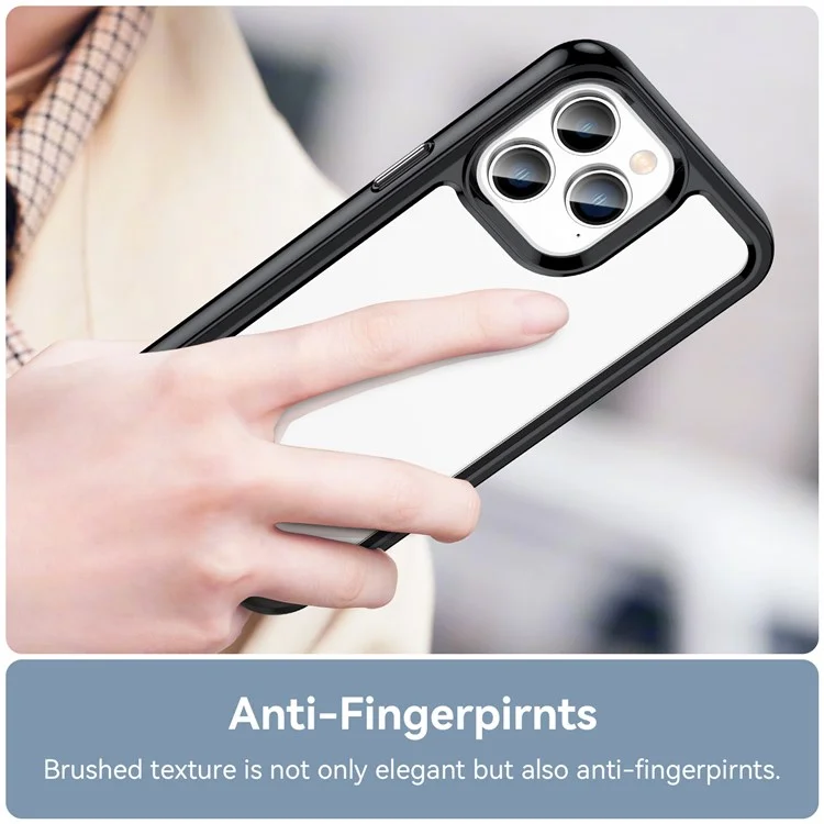 For iPhone 14 Pro Max 6.7 inch Brush Texture Anti-fingerprint TPU+Acrylic Anti-fall Protective Phone Case Cover - Black