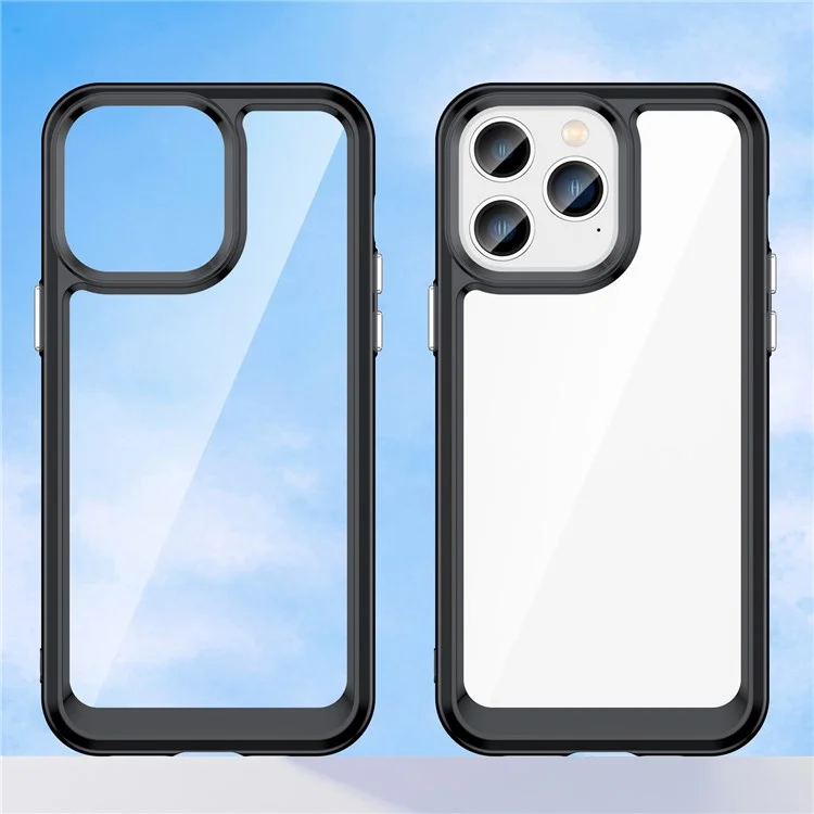 For iPhone 14 Pro Max 6.7 inch Brush Texture Anti-fingerprint TPU+Acrylic Anti-fall Protective Phone Case Cover - Black