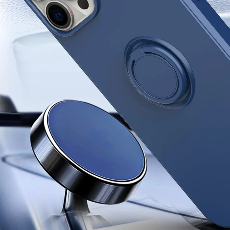 غطاء TPU بحامل حلقة قابل للطي لهاتف iPhone 13 Pro بحجم 6.1 بوصة، غطاء واقٍ مطاطي مقاوم للسقوط - بنفسجي زهرة الكرز