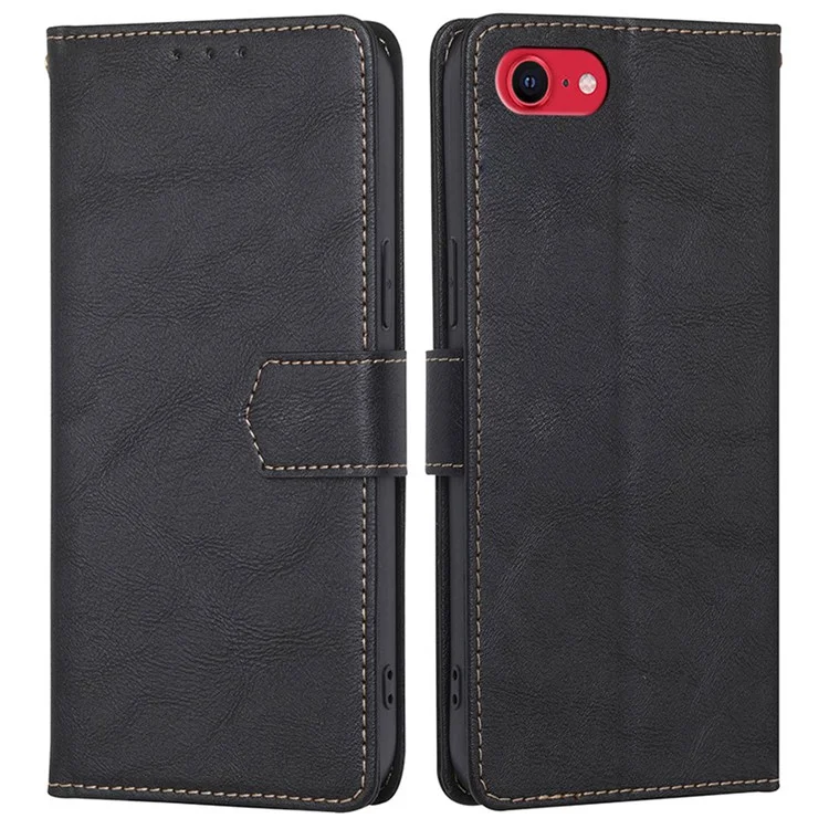 For iPhone 7/8 4.7 inch/SE (2020)/(2022) Waterproof Leather Phone Case RFID Blocking Magnetic Closure Anti-scratch Cellphone Cover with Wallet Stand - Black