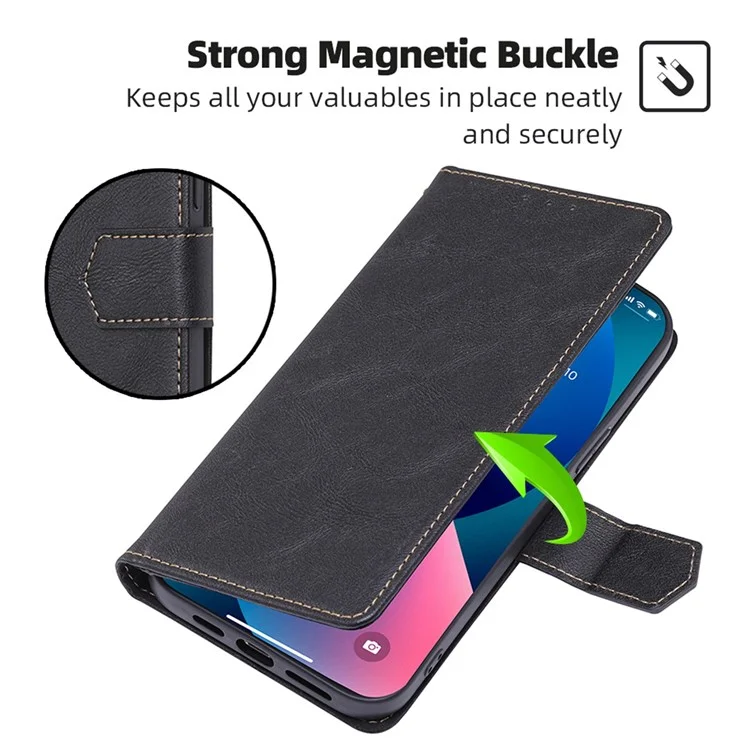 For iPhone 7/8 4.7 inch/SE (2020)/(2022) Waterproof Leather Phone Case RFID Blocking Magnetic Closure Anti-scratch Cellphone Cover with Wallet Stand - Black