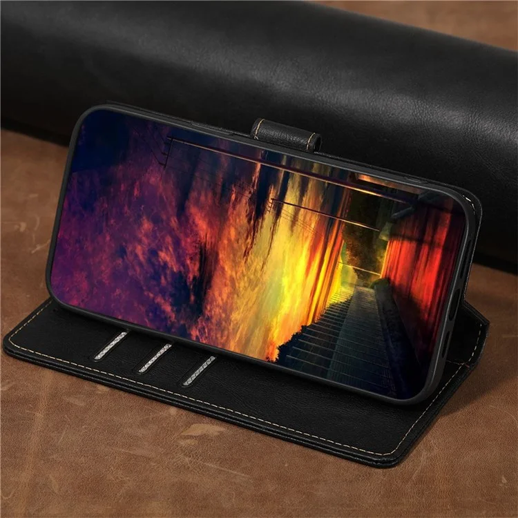 For iPhone 7/8 4.7 inch/SE (2020)/(2022) Waterproof Leather Phone Case RFID Blocking Magnetic Closure Anti-scratch Cellphone Cover with Wallet Stand - Black