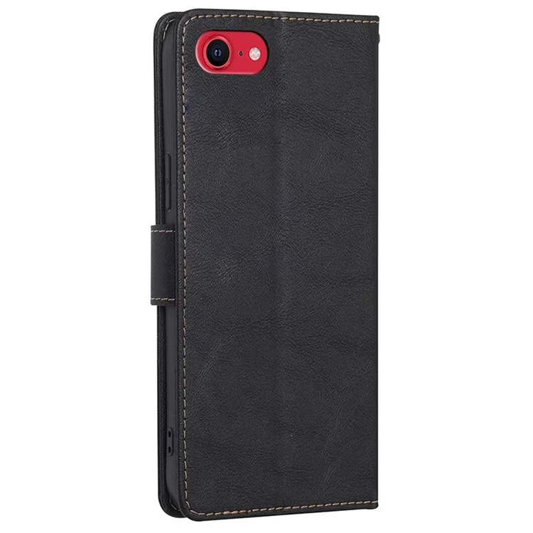 For iPhone 7/8 4.7 inch/SE (2020)/(2022) Waterproof Leather Phone Case RFID Blocking Magnetic Closure Anti-scratch Cellphone Cover with Wallet Stand - Black
