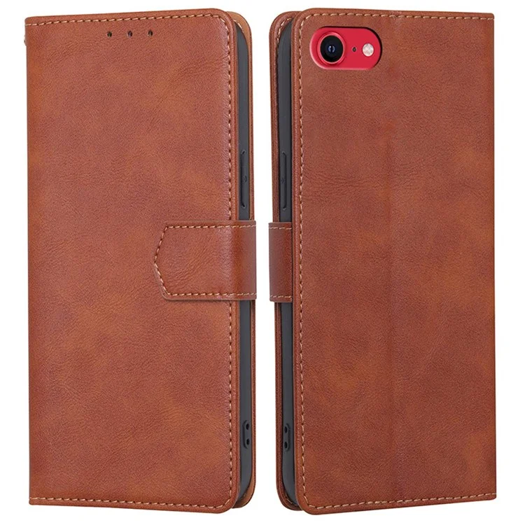 Pour iPhone 7/8 4,7 pouces/SE (2020)/(2022) Étui de téléphone en cuir étanche RFID Blocking Magnetic Closure Anti-scratch Cellphone Cover avec porte-monnaie Stand - Marron