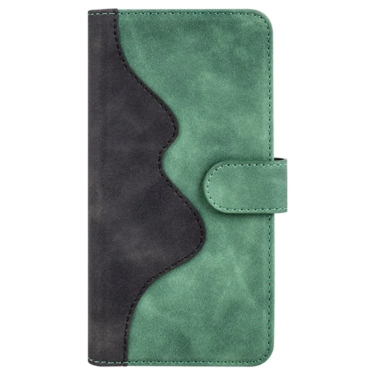 Para iPhone 12 6.1 polegadas/12 Pro 6.1 polegadas Splicing Wallet Phone Case PU Leather Stand Full Protection Flip Folio Cover - Verde
