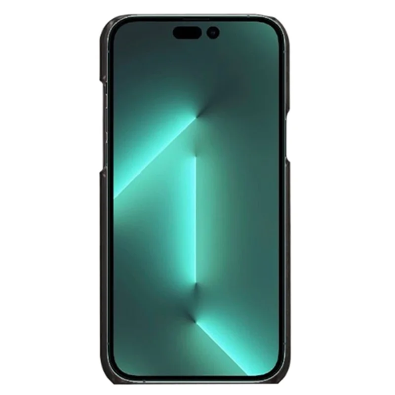 For iPhone 14 Pro Max 6.7 inch Slim Phone Protector Shockproof Textured PU Leather Coated PC Cell Phone Case - Black