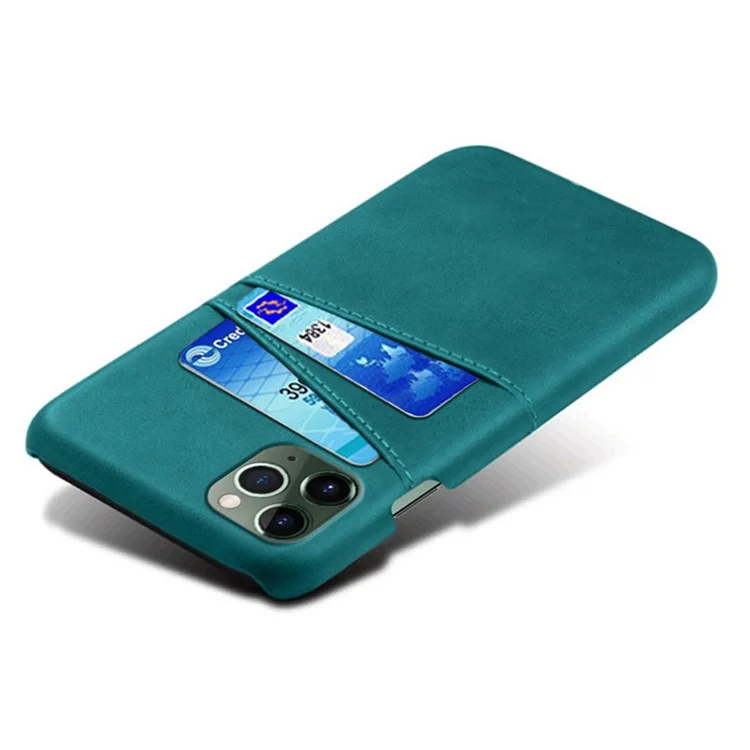 Phone Case for iPhone 14 Pro Max 6.7 inch Two Card Slots Scratch-resistant Drop-proof PU Leather Coated Hard PC Cover - Green