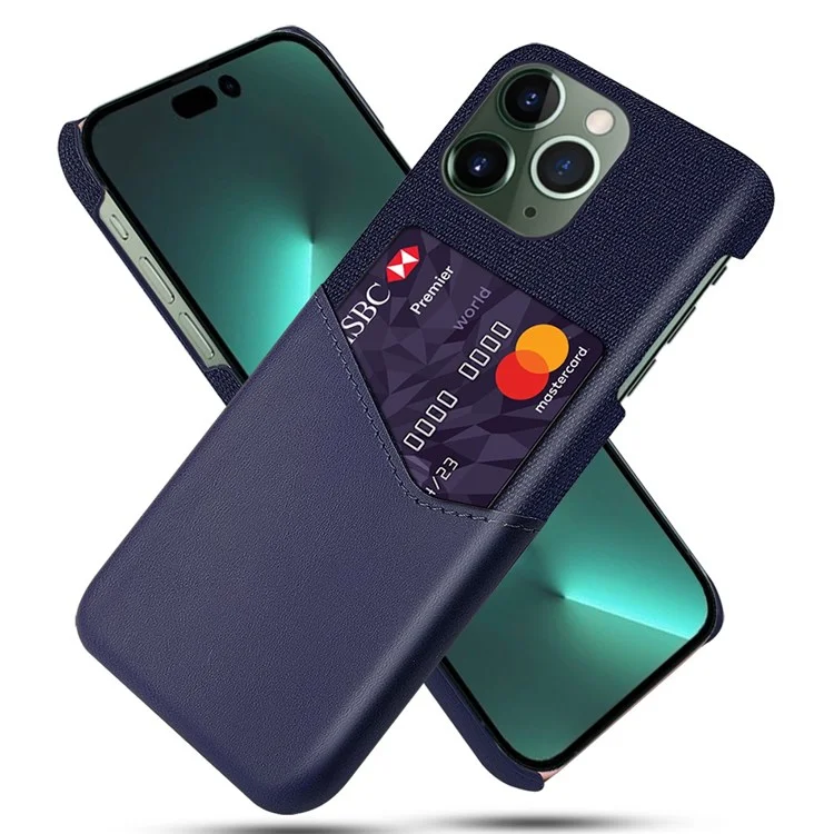 Per Iphone 14 Pro Max 6,7 Pollici Shock Resistente Alle Schede Ben Protetta Texture Texture Texture Case in Pelle Con Guscio a pc Duro Rivestito - Blu