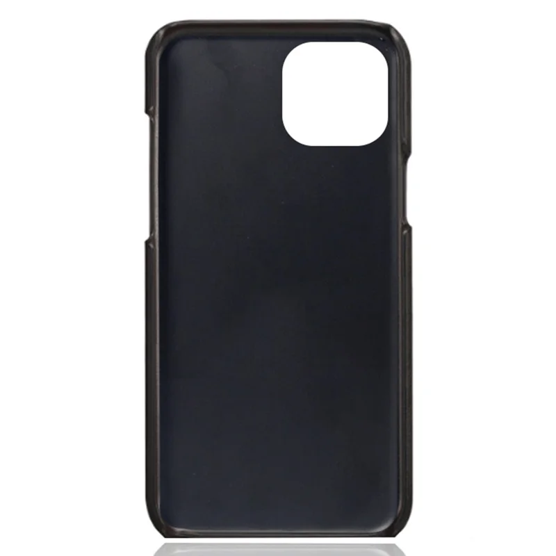 For iPhone 14 Plus 6.7 inch Anti-drop Textured PU Leather Coated PC Scratch-resistant Cell Phone Case - Black