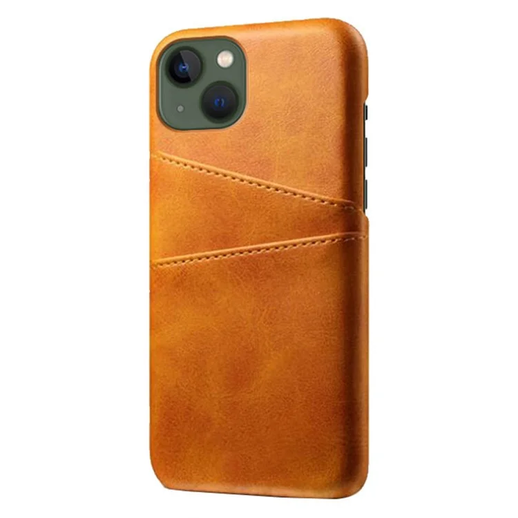 Case de Téléphone à L'épreuve Des Drops Pour Iphone 14 Max 6,7 Pouces, Coque de Téléphone PC en Cuir en Cuir PU Avec Des Emplacements à Double Carte - Orange