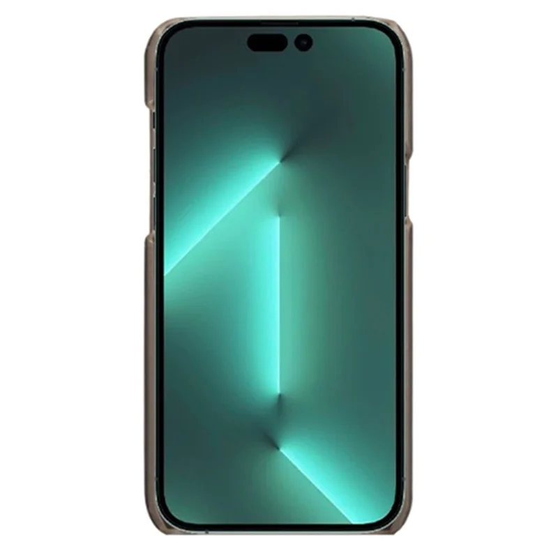 Mobile Phone Case for iPhone 14 Pro 6.1 inch, PU Leather Coated Hard PC Shockproof Dual Card Slots Shell - Grey