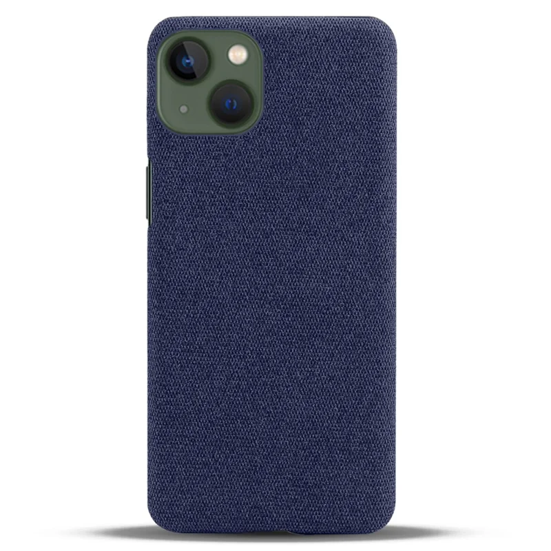 For iPhone 14 6.1 inch Well-protected Anti-scratch Phone Case Solid Color Hard PC+Cloth Cell Phone Shell Cover - Blue