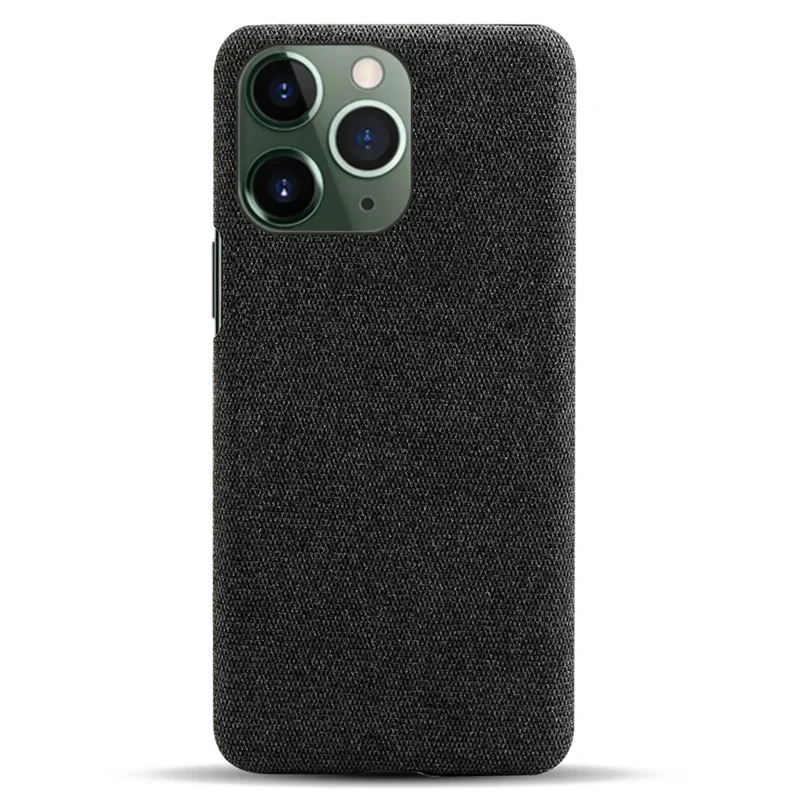 For iPhone 14 Pro 6.1 inch Protective Phone Case Solid Color Hard PC+Cloth Shockproof Phone Shell Cover - Black