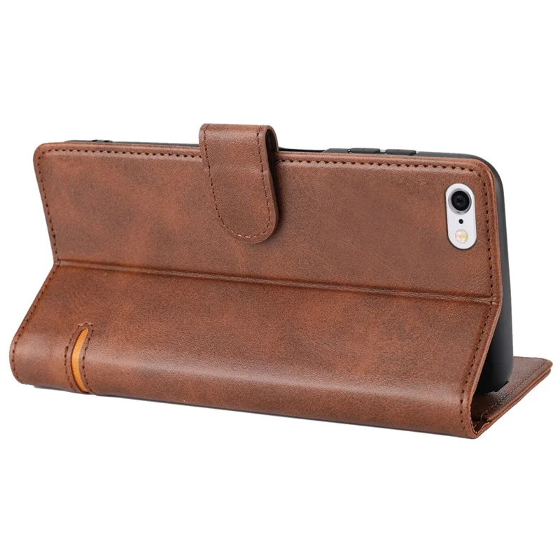 For iPhone 6/7/8 4.7 inch/iPhone SE (2020)/(2022) Drop-proof Phone Flip Leather Case Wallet with Magnetic Clasp Shock Resistant Splicing Phone Protective Cover Stand - Brown